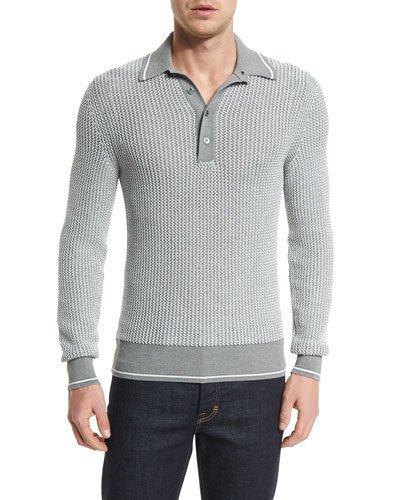 Textured Long-sleeve Polo