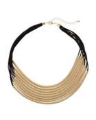 Layered Multi-row Spring-coil Necklace, Black/golden