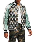 Men's Star-print Satin Souvenir Bomber Jacket