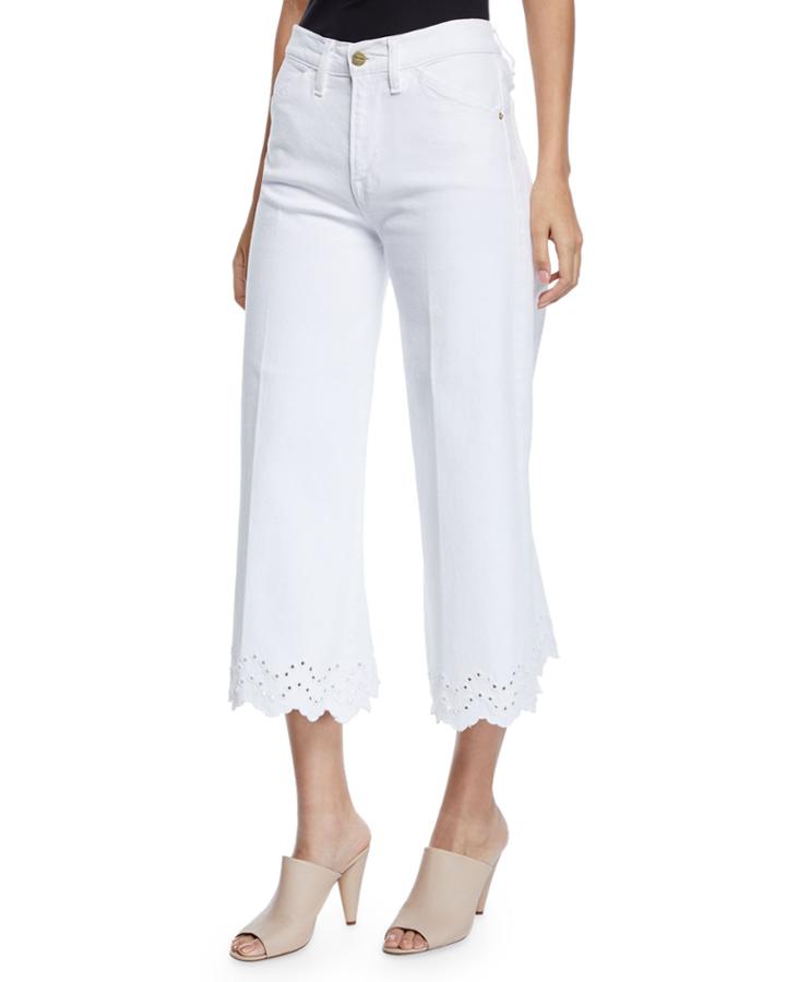 Schiffly Vintage High-rise Cropped Jeans With Eyelet Hem