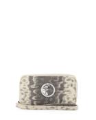 Snakeskin-embossed Leather Wallet, Gray/tan