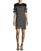Tassel-trim Striped Knit Dress