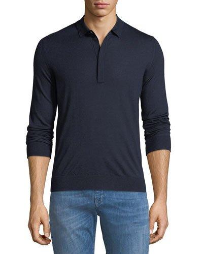 Cashmere Long-sleeve Polo