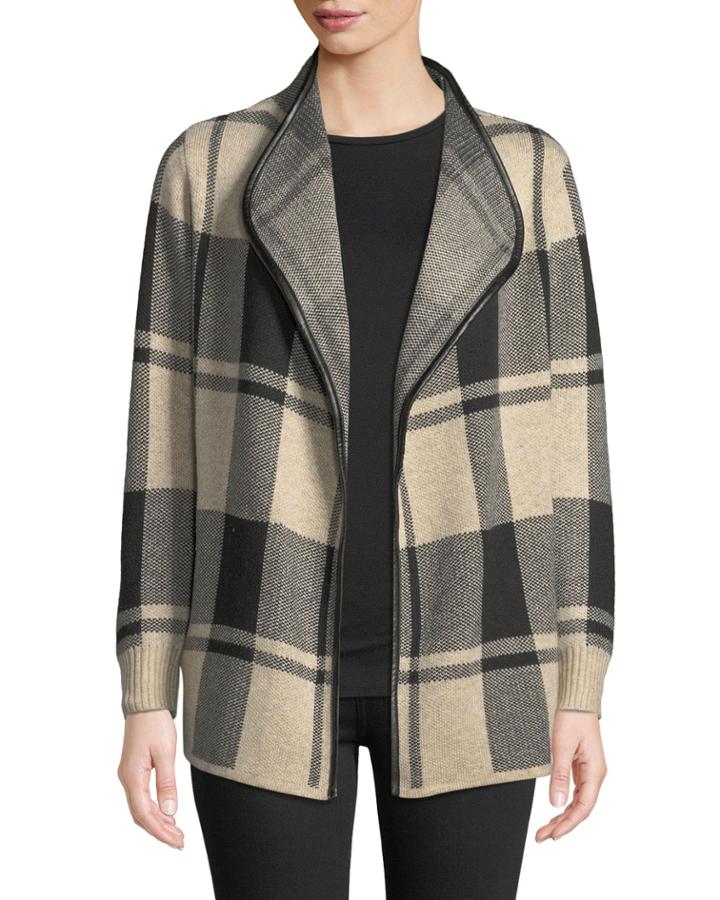 Buffalo Plaid Open-front Cardigan