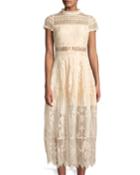 Calla Geometric-lace Illusion Dress