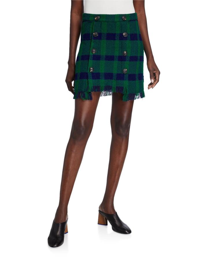 Fringed Plaid Wool-blend