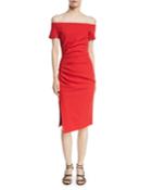 Devis Off-the-shoulder Ruched Dress