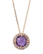 14k Rose Gold Amethyst & Sapphire Pendant Necklace