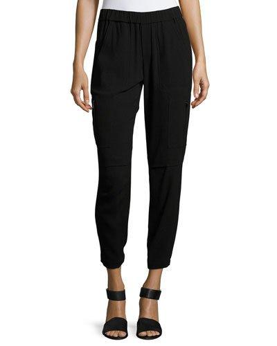 Crepe Cargo Pants, Black