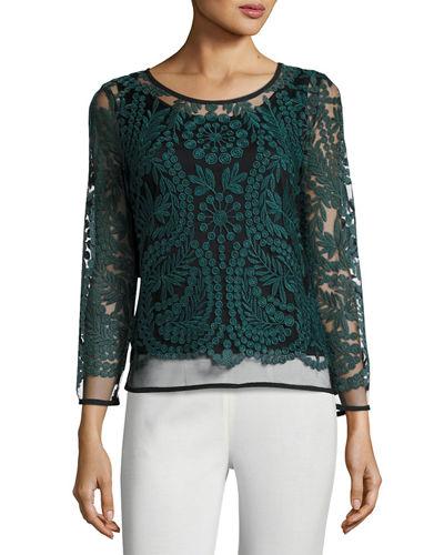 Bracelet-sleeve Lace-overlay Top