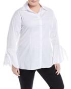 Bell-sleeve Button-up Top,