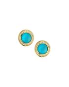 Audrey Turquoise Button Earrings With Diamonds