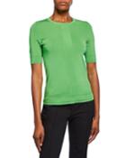 Elbow-sleeve Crewneck