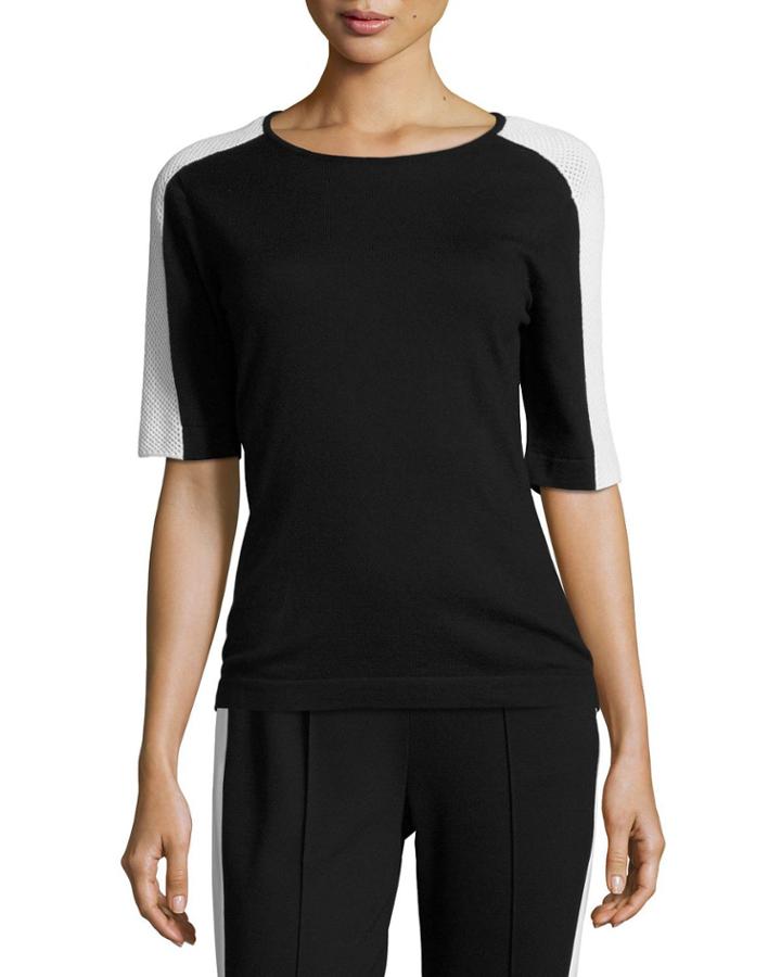 Mesh-trim Short-sleeve Tee