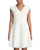 Textured Sleeveless V-neck Fit-&-flare Dress