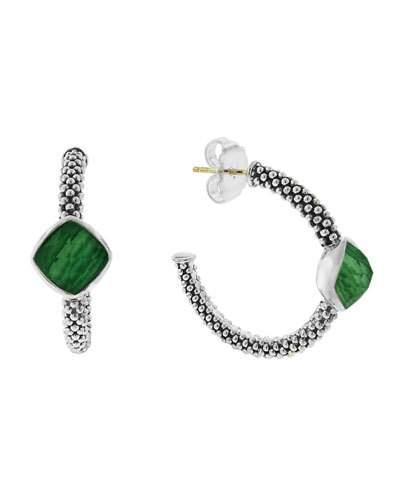 Venus Silver Malachite Hoop Earrings