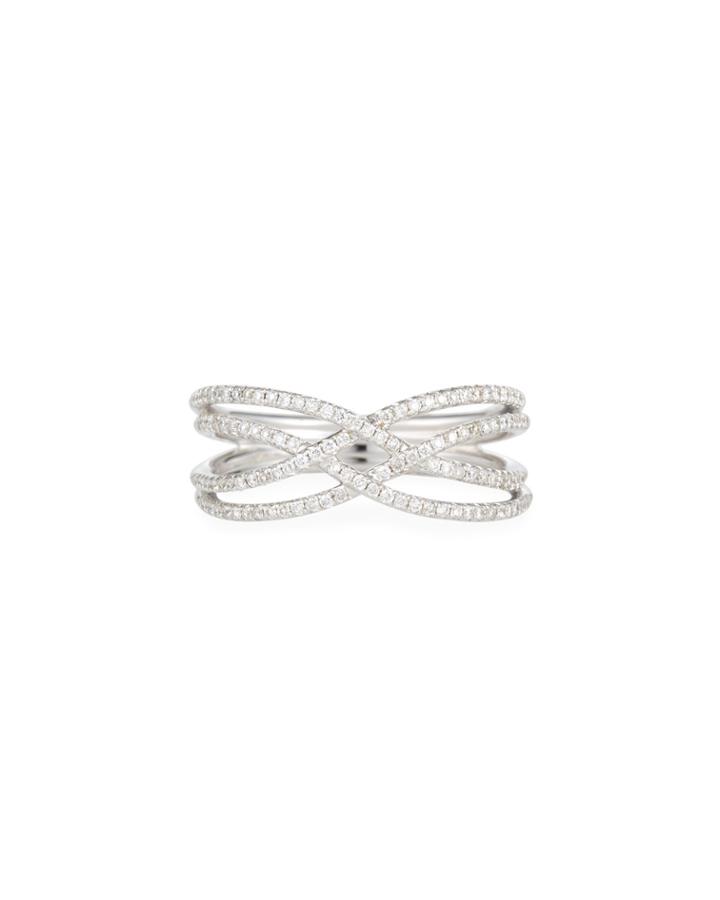 18k White Gold Diamond Braid Ring,
