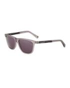Rounded Square Plastic Sunglasses, Gray/smoke