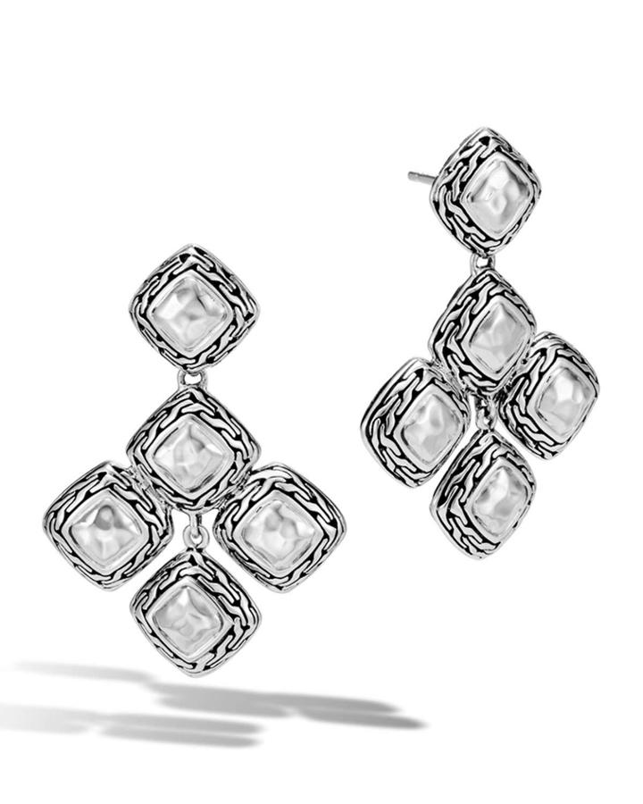Classic Chain Hammered Heritage Quadrangle Earrings
