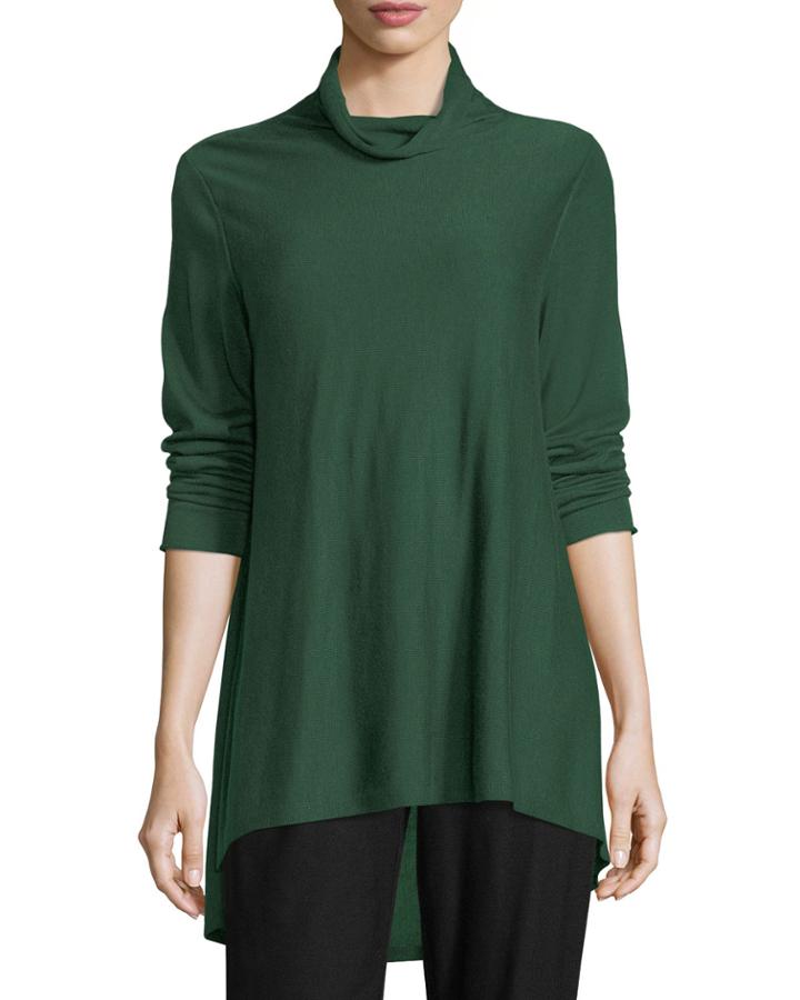 Sleek Scrunch-neck Knit Top,