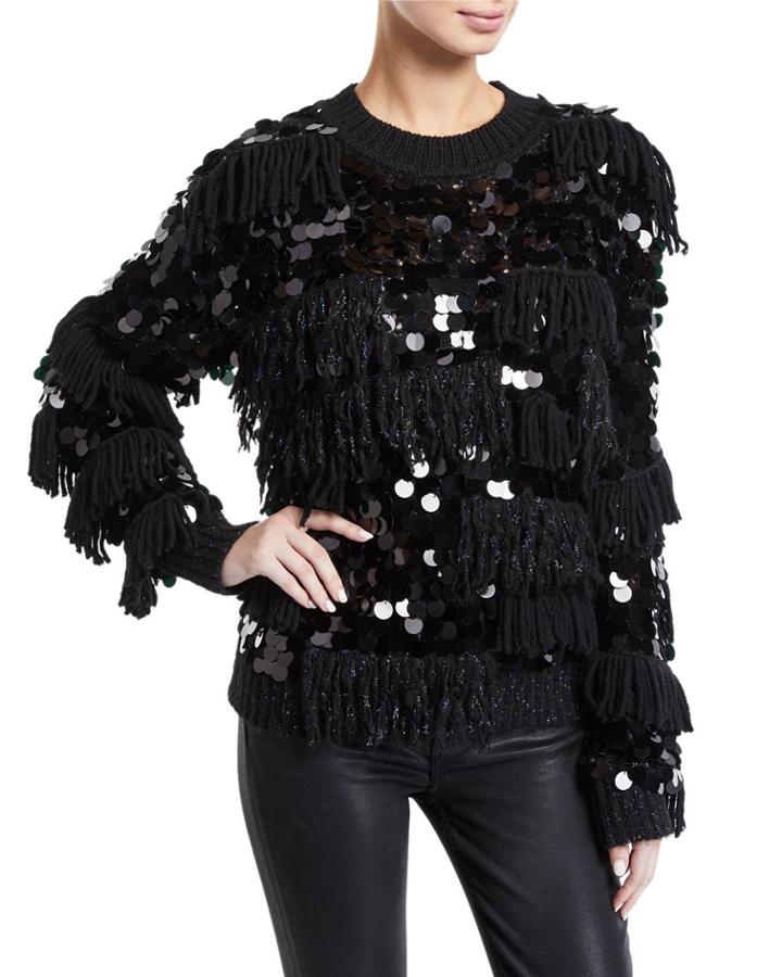 Alix Shaggy Sequined Wool Pullover