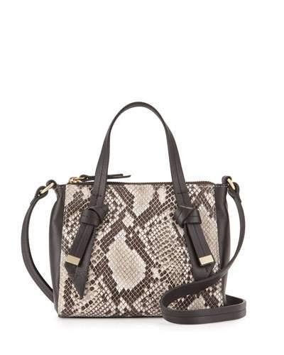 Bandeau Medium Snake-embossed Leather Satchel Bag, Diamond