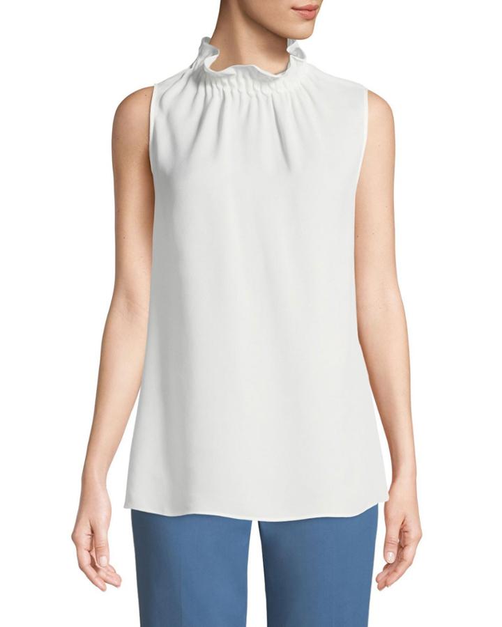 Percy Sleeveless Silk Mock-neck Blouse