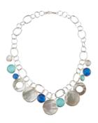 Wonderland Chain Link Necklace With Open Shell, Brazilian Blue