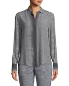 Ombre Checked Long-sleeve Button-front