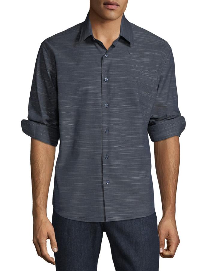 Men's Slim Fit Regular Finish Wear It Out Space Dye Stripe