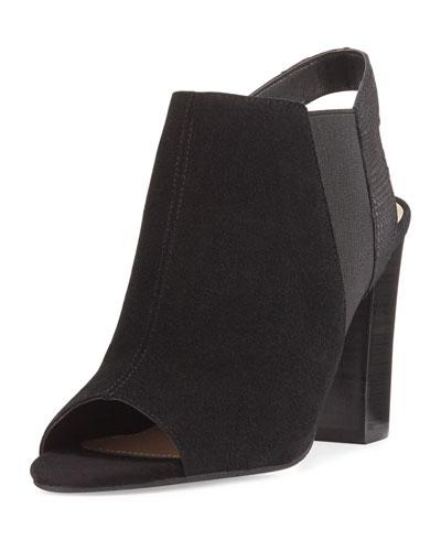 Mercy Suede Open-toe Bootie, Black
