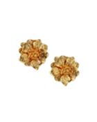 Satin Flower Clip Earrings
