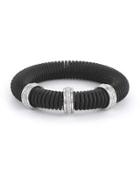 Micro-cable Pave Diamond Spring Coil Bracelet, Black,