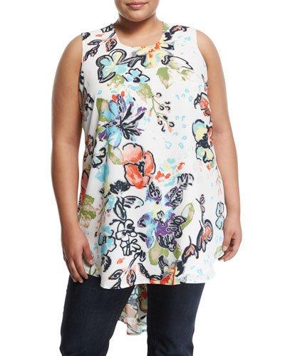 Asymmetric-hem Floral-print Tank,