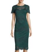 Lace And Mesh Short-sleeve Dress