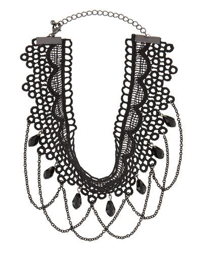 Crocheted Chain Statement Choker, Black