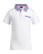Gingham Trim Polo Shirt, Size