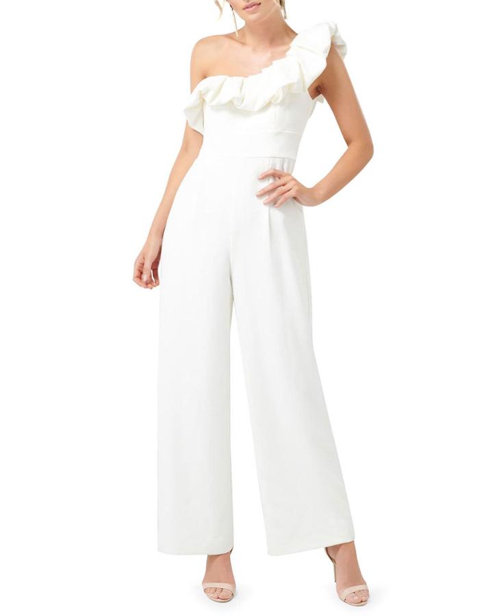 One-shoulder Frill Jumpsuit