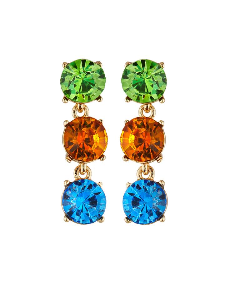 Triple-drop Earrings, Rainbow