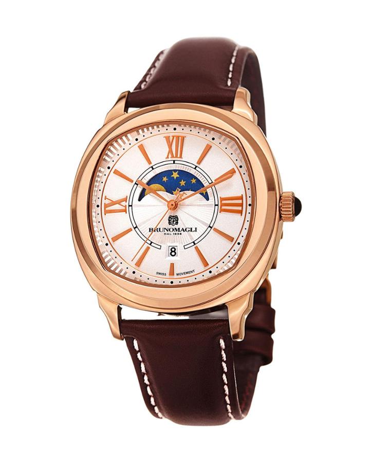 Men's 42mm Moonphase Watch, Brown/rose