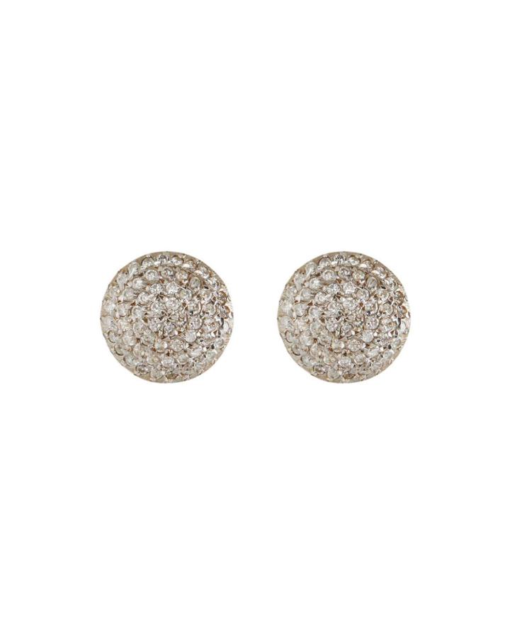 Lentil Ice 24k Gold & Diamond Button Earrings
