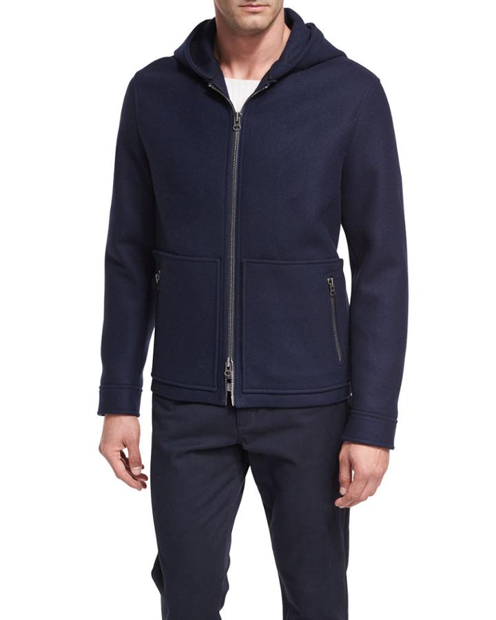 Full-zip Virgin Wool Hooded Jacket