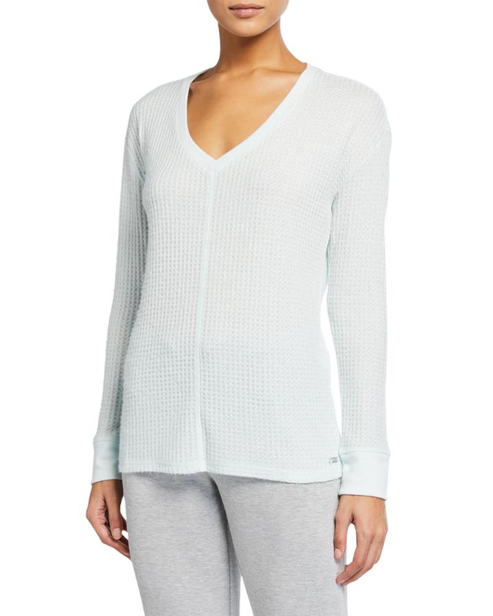 Feather Waffle Long-sleeve Top