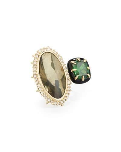Pyrite & Emerald Cubic Zirconia Cocktail Ring
