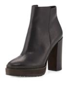 Leather Monili-trimmed Ankle Boot, Black