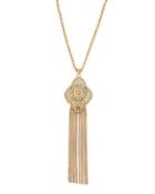 Long Golden Tassel Pendant Necklace