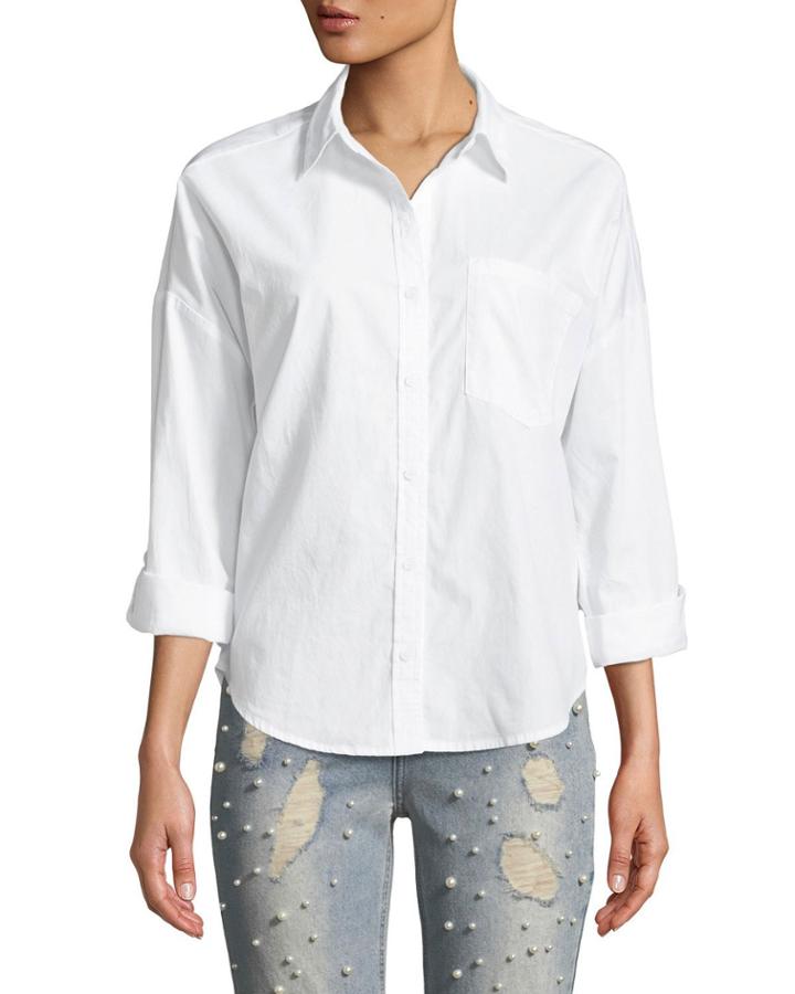 Cassie Embroidered Button-front Blouse