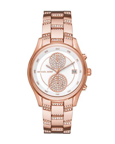 40mm Briar Oversized Pav&eacute; Crystal Chronograph Watch