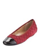 Saucy Quilted Suede Flat, Opera Red