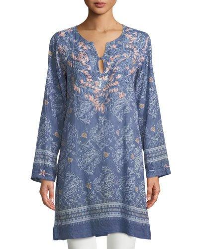 Diamond Paisley Tunic, Blue